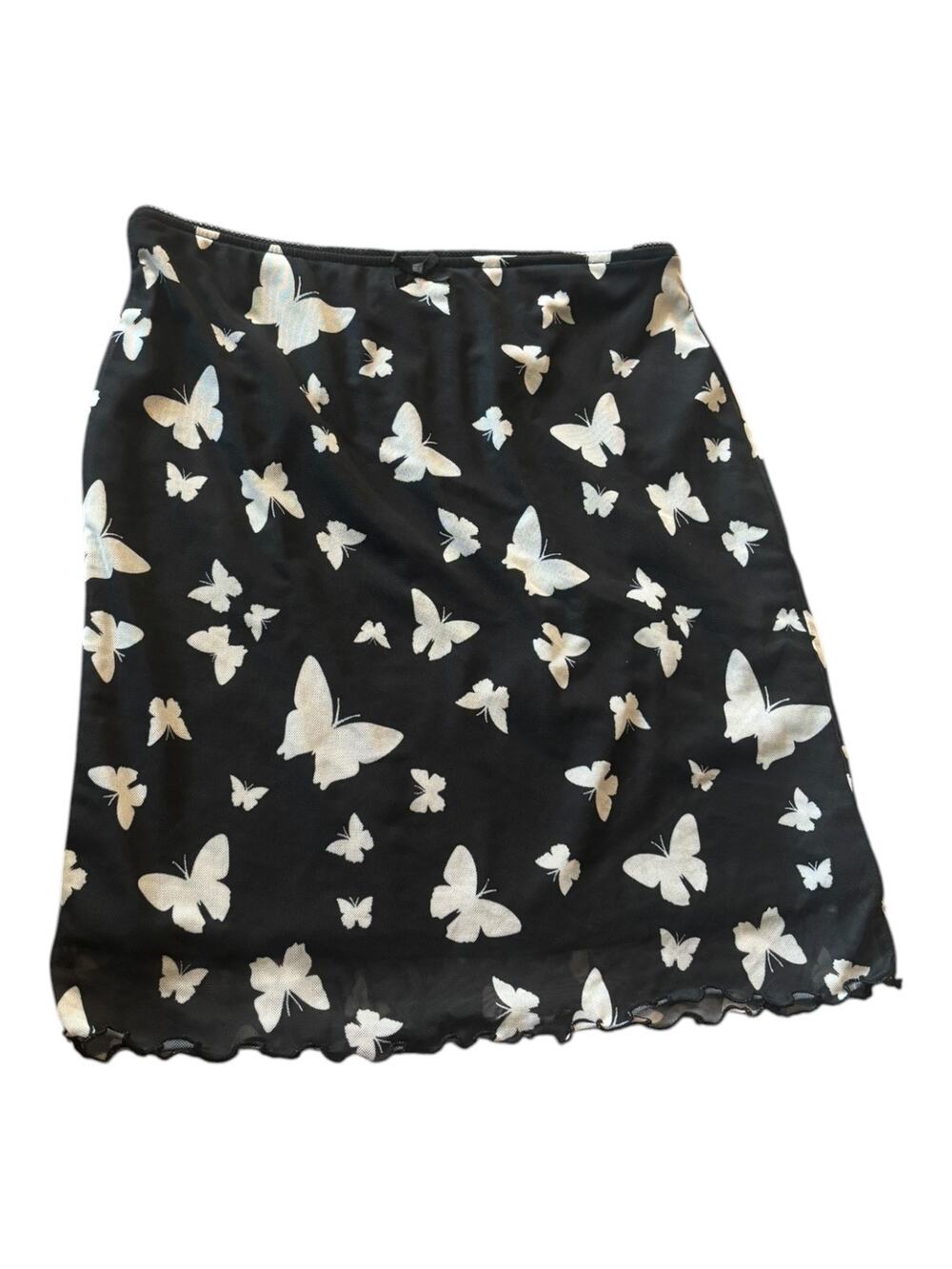 Wild Fable Black Skirt with Butterflies Size M Mesh Overlay